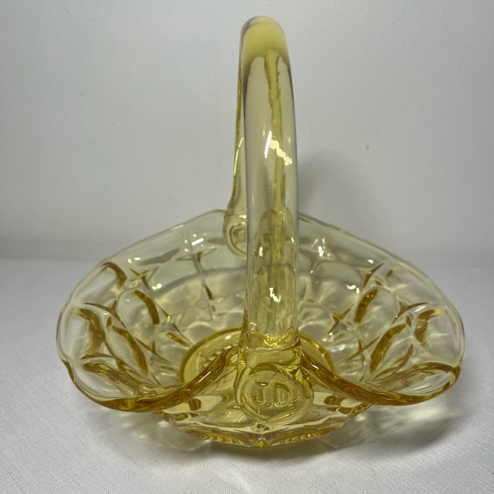 Vintage Indiana Glass basket Tiara "Constellation" pattern, aka "Yellow Mist"